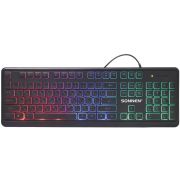 Клавиатура проводная USB, 104 клавиши, LED-подсветка, SONNEN K308, черная, 513947