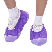 Бахилы ламинированные КОМПЛЕКТ 500шт, 38х16см, спанбонд + ПВД, 100мкм, 13г, фиолетов,, ПВД-50/2р-Ф-Б