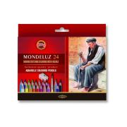 Карандаши цветные акварельные художественные KOH-I-NOOR «Mondeluz», 24 цвета, кисть, точилка, европодвес, 3711/24, 3711024003KZ