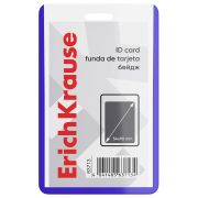 Бейдж вертикальный ERICH KRAUSE (54х90 мм), корпус прозрачный с синим, 63713