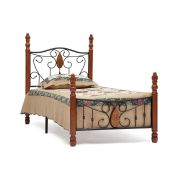 Кровать AT-9003 дерево гевея/металл, 90*200 см (Single bed), красный дуб/черный