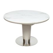 Стол LUNA ( mod. 8064 ) металл/мдф/стекло 6 мм, 120+40x120x75 см, белый/серый/хром