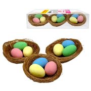 Декорация пасхальная 7 см «Гнездо», КОМПЛЕКТ 3 штуки, пластик, ЗОЛОТАЯ СКАЗКА, 592639