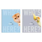 Тетрадь А5 96 л., HATBER, спираль, линия, матовая ламинация, «Кто здесь?» (микс в спайке), 093672, 96Т5лВ2сп