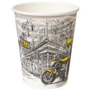 Стакан одноразовый бумажный 250/273 мл, D 80 мм, с печатью «ГОРОД», КОМПЛЕКТ 50 шт., холодное/горячее, WELDAY (ВЭЛДЭЙ), 702695