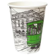 Стакан одноразовый бумажный 300/360 мл, D 90 мм, с печатью «ГОРОД», КОМПЛЕКТ 50 шт., холодное/горячее, WELDAY (ВЭЛДЭЙ), 702696