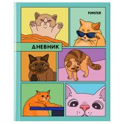 Дневник 5-11 класс 48 л., твердый, FUNSTER (ФАНСТЕР), выборочный лак, с подсказом, «Мемные коты», 107617