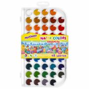 Краски акварельные ЮНЛАНДИЯ «ДОМИКИ», 48 цветов, круглые кюветы 23 мм, пенал, 192634