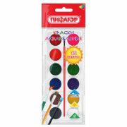 Краски акварельные ПИФАГОР «СОЛНЫШКО», 12 цветов, круглые кюветы, пенал, 192635