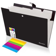 Папка-органайзер на кнопке 5 отделений, BRAUBERG «Extra», А4, черная с белым, 274094