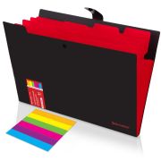 Папка-органайзер на кнопке 5 отделений, BRAUBERG «Extra», А4, черная с красным, 274095