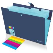 Папка-органайзер на кнопке 5 отделений, BRAUBERG «Extra», А4, синяя с голубым, 274096