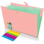 Папка-органайзер на кнопке 5 отделений, BRAUBERG «Extra», А4, персиковая с мятным, 274097