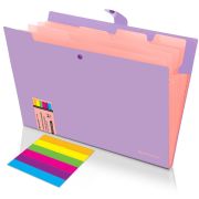 Папка-органайзер на кнопке 5 отделений, BRAUBERG «Extra», А4, лиловая с персиковым, 274098