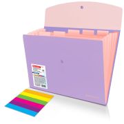 Папка-органайзер конверт на кнопке 6 отделений, BRAUBERG «Extra», A4, лиловая с персиковым, 274101
