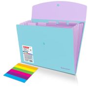 Папка-органайзер конверт на кнопке 6 отделений, BRAUBERG «Extra», A4, голубая с лиловым, 274104