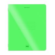 Тетрадь пластиковая обложка (НЕОН) А5, 48 листов, скоба, клетка, BRAUBERG «Smart Cover», ЗЕЛЕНАЯ, 405038