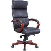 Кресло Everprof President Wood (Президент Вуд) Кожа Черный