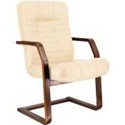 Кресло Everprof Atlant Wood CF Кожа Бежевый