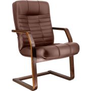 Кресло Everprof Atlant Wood CF Кожа Kоричневый