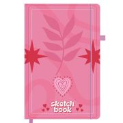 Скетчбук, белая бумага 140 г/м2, 130х210 мм, 80 л., софт-тач, резинка, BRAUBERG ART CLASSIC, «Pink mood», 117779