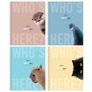 Тетрадь А5 48 л. HATBER гребень, клетка, Soft-touch ламинация, «Кто здесь?» (микс в спайке), 093578, 48Т5лВ1гр
