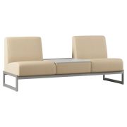 Диван Everprof Solo двухместный со столиком в центре Металл Серый Экокожа Бежевый  ЛДСП Серый