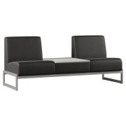 Диван Everprof Solo двухместный со столиком в центре Металл Серый Экокожа Черный  ЛДСП Серый