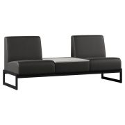 Диван Everprof Solo двухместный со столиком в центре Металл Черный Экокожа Черный ЛДСП Серый