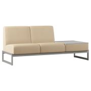 Диван Everprof Solo двухместный со столиком слева Металл Серый Экокожа Бежевый ЛДСП Серый