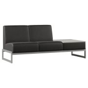 Диван Everprof Solo двухместный со столиком слева Металл Серый Экокожа Черный ЛДСП Серый