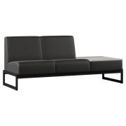 Диван Everprof Solo двухместный со столиком слева Металл Черный Экокожа Черный ЛДСП Серый