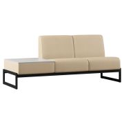 Диван Everprof Solo двухместный со столиком справа Металл Черный Экокожа Бежевый ЛДСП Серый