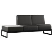 Диван Everprof Solo (Соло) двухместный со столиком справа Металл Черный Экокожа Черный ЛДСП Серый