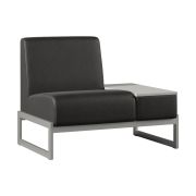 Диван Everprof Solo одноместный со столиком слева Металл Серый Экокожа Черный ЛДСП Серый