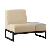 Диван Everprof Solo одноместный со столиком слева Металл Черный Экокожа Бежевый ЛДСП Серый