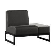 Диван Everprof Solo одноместный со столиком слева Металл Черный Экокожа Черный ЛДСП Серый