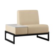 Диван Everprof Solo одноместный со столиком справа Металл Черный Экокожа Бежевый ЛДСП Серый