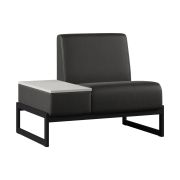 Диван Everprof Solo (Соло) одноместный со столиком справа Металл Черный Экокожа Черный ЛДСП Серый