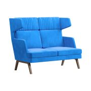 Диван Everprof Marko двухместный высокий Ткань Голубой Темное дерево