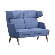 Диван Everprof Marko двухместный высокий Ткань Синий Темное дерево