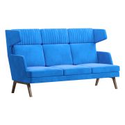 Диван Everprof Marko трехместный высокий Ткань Голубой Темное дерево