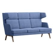 Диван Everprof Marko трехместный высокий Ткань Синий Темное дерево