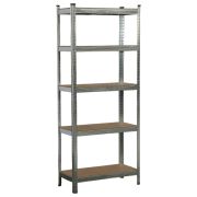 Стеллаж металлический BOOMHOUSE (БУМХАУС) безболтовой, 1800x750x350 мм, 5 полок МДФ, серебристый, 291411