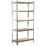 Стеллаж металлический BOOMHOUSE (БУМХАУС) безболтовой, 1800x900x400 мм, 5 полок МДФ, серебристый, 291412
