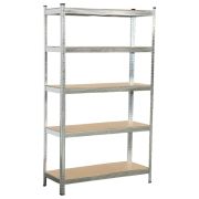 Стеллаж металлический BOOMHOUSE (БУМХАУС) безболтовой, 1800x1050x400 мм, 5 полок МДФ, серебристый, 291413