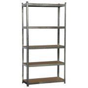 Стеллаж металлический BOOMHOUSE (БУМХАУС) безболтовой, 2000x1000x400 мм, 5 полок МДФ, серебристый, 291414