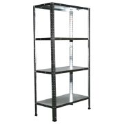 Стеллаж металл BOOMHOUSE (БУМХАУС) 1200x600x300 мм, 4 полки, нагрузка на стеллаж до 120 кг, серебристый, 291417