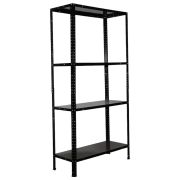 Стеллаж металл BOOMHOUSE (БУМХАУС) в1500*ш750*г300мм, 4 полки, нагрузка на стеллаж до 120 кг, черный, 291420