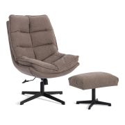 Кресло лаунж Reflex/Рефлекс с пуфом велюр/букле (HYP), бежевый